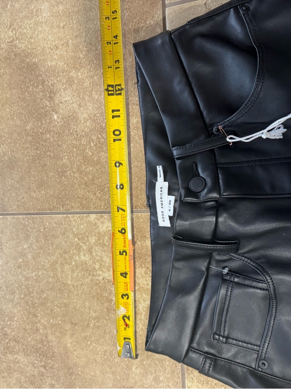 Good American "Good Icon" Faux Leather Pants in Black Size 28 - Picture 5 of 11